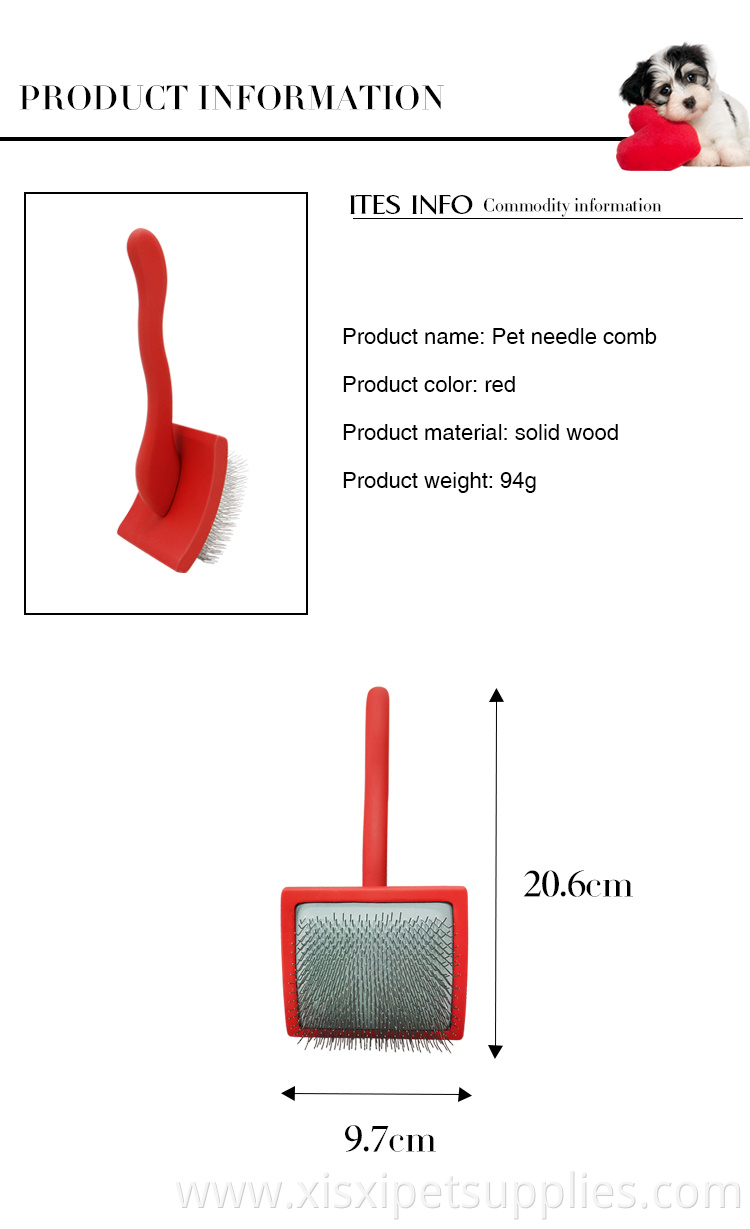 Factory Wholesale Red Wooden Pet Wire Grooming Brush Extra Long Pin Brush For Dogs And Cats